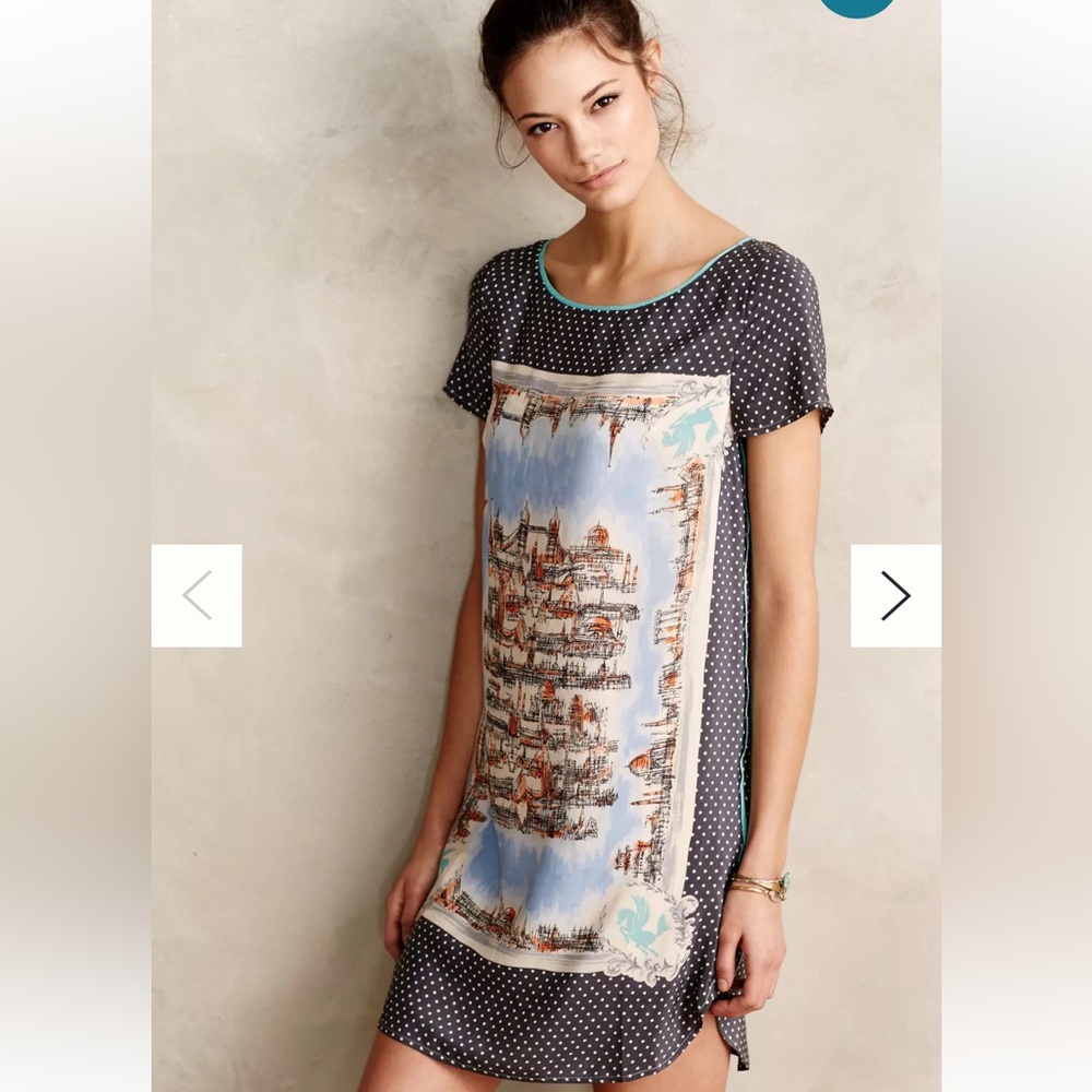 Anthropologie Maeve Silk Dress Around the Town